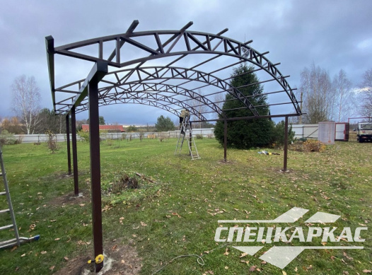 Арочный навес из поликарбоната на две машины №72 - фото 1675