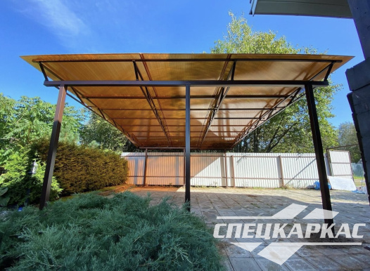 Односкатный навес из поликарбоната (скат за забор) №92 - фото 1877