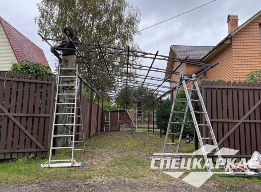 Односкатный навес для автомобилей (скат от соседа) №91 - фото 1862