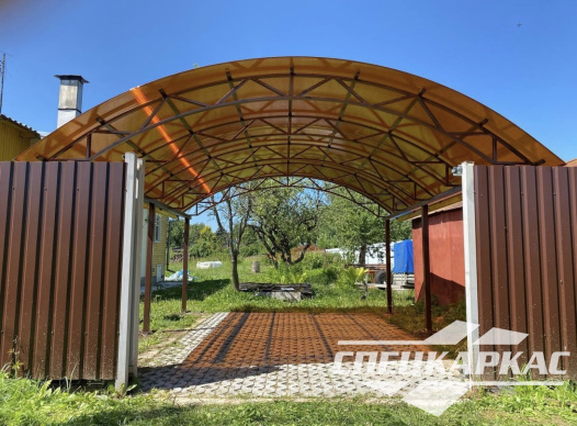 Металлический навес из поликарбоната для машины №16 - фото 1125