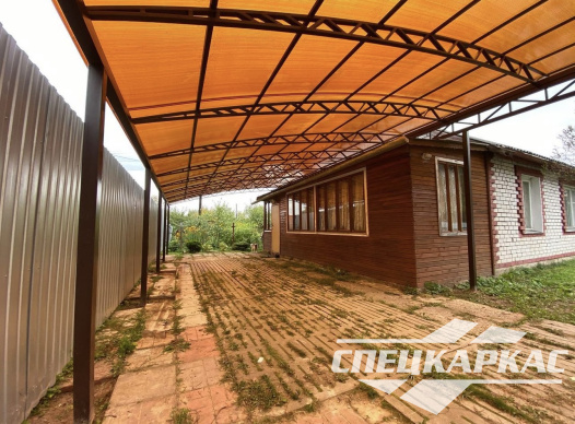 Односкатный навес из поликарбоната для автомобилей №95 - фото 1908